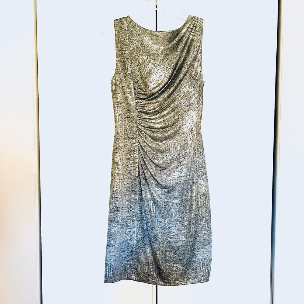 Calvin Klein Collection Metallic Gray Midi Dress